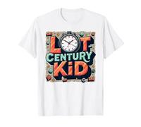 Last Century Kid 1900s Retro Nostalgia Clock Stars Vintage T-Shirt, Men, White, 5XL