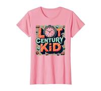 Last Century Kid 1900s Retro Nostalgia Clock Stars Vintage T-Shirt, Women, Pink, L