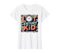 Last Century Kid 1900s Retro Nostalgia Clock Stars Vintage T-Shirt, Women, White, XXL