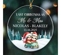 Last Christmas As Mr & Miss Xmas Ornaments With Ribbon Crimbo Ornaments Glass Crimbo Baubles