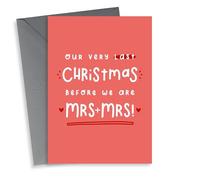 Last Christmas before we are Mrs & Mrs wedding count down card