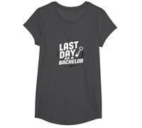Last Day as a Bachelor: Groom's Farewell Celebration T-Shirt, Girls, Dark Heather Grey, Medium