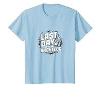 Last Day as a Bachelor: Groom's Farewell Celebration T-Shirt, Kids, Baby Blue, 10 Years