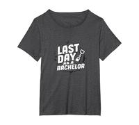 Last Day as a Bachelor: Groom's Farewell Celebration T-Shirt, Women's Plus, Dark Heather Grey, 1X