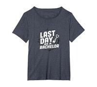Last Day as a Bachelor: Groom's Farewell Celebration T-Shirt, Women's Plus, Heather Blue, 6X