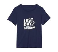 Last Day as a Bachelor: Groom's Farewell Celebration T-Shirt, Women's Plus, Navy, 2X