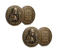 Last Fuck to Give Challenge Coin, Emotional Support Skeleton Middle Finger Coin with Sarcastic Quote, Novelty Adult Humor Pocket Token, Office Joke Token for Men Women (2Pcs)