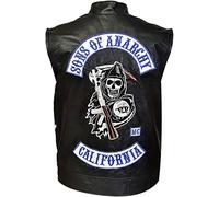 LAST HIDES Men Sons of Anarchy Jax Teller Highway Motorcycle Black Club Vest-Faux Leather, L