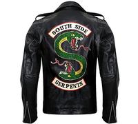 LAST HIDES Riverdale Southside Serpents Leather Jacket, Black, Men's Motorcycle Style