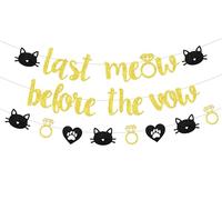 Last Meow Before the Vow Banner, Glitter Cat Lover Bunting Garland, Cat Hen Party, Bridal Shower, Bachelorette, Engagement Party Decorations Supplies