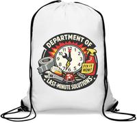 Last Minute Fix It Solutions Department Gym Sack Casual Drawstring Bag White
