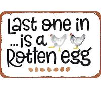 Last One in Is a Rotten Egg Plaque Farm Fresh Eggs Metal Tin Signs Home Kitchen Bar Pub Farm Aluminum Sign Wall Decor 8x12 Inches