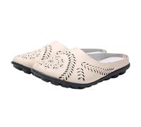 Last Orders Bell,Backless Slip on Shoes Women,Lightweight Walking Trainers,Leather Mules Shoes,Retro Cutout Tennis Shoes, Comfortable,Deals of The Day Sale Beige