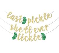 Last Pickle She'll Ever Tickle Banner, Funny Pickle Bridal Shower Bachelorette Party Decorations, Pickles Themed Wedding Decoration, Naughty Bachelorette Decorations Gold Glitter