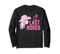 Last Rodeo Bachelorette Party Funny Bride Cowgirl Theme Pink Long Sleeve T-Shirt