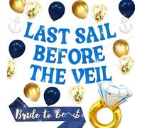 Last Sail Before The Veil Bachelorette Banner Nautical Bachelorette Party Decorations Bridal Shower Decorations Cruise Bachelorette Party