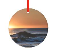 Last Sun Rays Of Over The Sea Waves Christmas Tree Set With Ornaments,Ornament Gift Decor For New Year Door Wall Decor