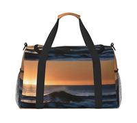 Last Sun Rays of Over The Sea Waves Hand Travel Bag - Large Reusable Shopping Tote Bag, Perfect for Outdoor Activities, Sports, Camping & Groceries, Black, One Size