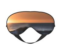 Last Sun Rays of Over The Sea Waves Print Breathable Full-Cover Eye Mask Stylish Adjustable Nap Night Restful Environment
