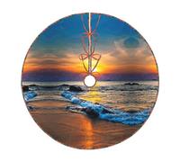 Last Sun Rays Of Over The Sea Waves Print Christmas Tree Skirt Festive Decoration For The Perfect Holiday Ambience