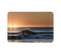 Last Sun Rays of Over The Sea Waves Print Doormat Hem Mat Flannel Floor Rug | kitchen bathroom carpet Comfort Floor Mat Flannel Quick Drying Shower Anti-slip floor mat rug bedroom