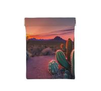 Last Sun Rays Of Over The Sea Waves Print Leather Coin Purse, Small Change Pouch Wallet,Squeeze Coin Purse Pouch For Men Women, Cactus Desert Sunset, One Size, Fashion