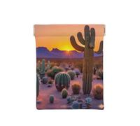 Last Sun Rays Of Over The Sea Waves Print Leather Coin Purse, Small Change Pouch Wallet,Squeeze Coin Purse Pouch For Men Women, Cactus Desert Sunsets, One Size, Fashion