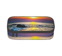 Last Sun Rays of Over The Sea Waves Print Pencil Bag Pen Case, Large Capacity Stationery Pouch Pencil Holder Desk Organizer for School Office Supplies