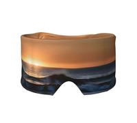 Last Sun Rays of Over The Sea Waves Print Sleep Eye and Ear Muffs Mask - Adjustable Yoga Travel Headband, Keep Warm Shading Comfortable Aid