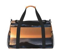 Last Sun Rays of Over The Sea Waves Print Travel Foldable Waterproof Lightweight Carry On Luggage Bag with Shoulder Strap