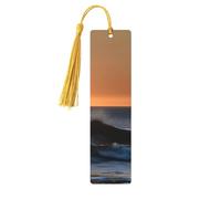 Last Sun Rays of Over The Sea Waves Print Wooden Bookmarks Beautiful Notebook Accessories for Men Women Book Lovers