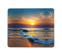 Last Sun Rays Of Over The Sea Waves Thick Mouse Pad Desk Mat, Precise Stitch Lock Edge Non-Slip Design For Pc Console Work Study