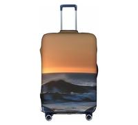 Last Sun Rays Of Over The Sea Waves Trolley Suitcase Protective Cover Is Suitable For Luggage Sizes Between 18-32 Inches, White, XL