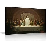 Last Supper Canvas Wall Art Christ Religious Belief Jesus Large Wall Art Gallery Wrapped Canvas Prints Decor Posters for Living Room Office Bedroom Posters Prints Framed Ready to Hang - 24"W x 16"H
