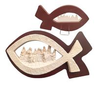 Last Supper Ornament - Resin and Wood Fish Shape Religious Gift, Christmas Ornaments, Christmas Ornaments for Home and Church