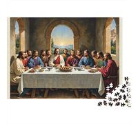 Last Supper Painting 1000 Piece Jigsaw Puzzle Concentration Training Holiday Puzzle Activity Family Game Night Made in UK 100% Recycled 52x38cm/1000pcs