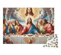 Last Supper Religious Art 1000 Piece Jigsaw Puzzle Paper for Adults Night Gathering Home Decor 52x38cm/1000pcs