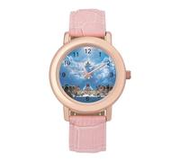 Last Supper Women's Watch Pink Rose Gold Strap Wristwatch Minimalist Easy Reader Watchec