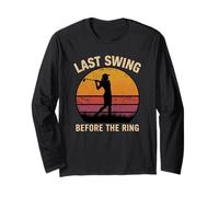 Last Swing Before the Ring Women Golf Sunset Silhouette Long Sleeve T-Shirt