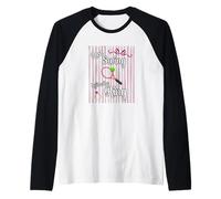 Last Swing Before the Ring Women Tennis Bow Pink Stripes Raglan Baseball Tee