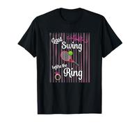 Last Swing Before the Ring Women Tennis Bow Pink Stripes T-Shirt