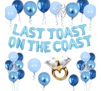 Last Toast on the Coast Bachelorette Decorations, 42pcs Light Blue Bridal Shower Balloon Garland with Ring Balloon for Coastal Engagement Wedding Party Supplies Blue Bachelorette Party Decorations