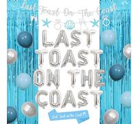 Last Toast on the Coast Bachelorette Decorations Coastal Themed Last Toast on the Coast Banner Sash Blue Latex Balloons for Engagement Bridal Shower Party Supplies