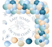 Last Toast On The Coast Bachelorette Decorations, Last Toast On The Coast Backdrop Blue and White Coastal Bachelorette Balloon Garland for Beach Bach Coastal Bachelorette Party Decorations