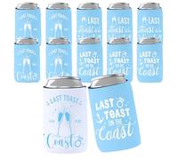 Last Toast On The Coast Bachelorette Decorations - Refavor 12PCS Last Toast on the Coast Can Sleeves Beach Bachelorette Party Decor Accessories Supplies Beverage Soda Beer