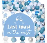 Last Toast on the Coast Bachelorette Party Decorations Blue Nautical Bridal Shower Decor Coastal Backdrop Blue Balloon Garland Arch Kit for Beach Bach Bachelorette Bridal Shower Wedding Party Supplies