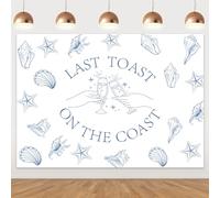 Last Toast on The Coast Backdrop Last Toast on The Coast Bachelorette Decorations Blue Champagne Bachelorette Party Photography Background for Bridal Shower Engagement Party Decor Supplies 7x5ft