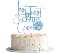 Last Toast on The Coast Cake Topper, Coast Bachelorette Party Decor, Coastal Beach Bridal Shower Wedding Bachelorette Party Decorations, Blue Glitter