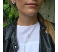 Last True Angel Women's Crystal cluster circle earring & necklace set in Silver Last True Angel Silver One Size