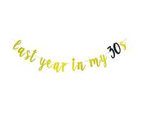 Last Year In My 30s Banner - Cheers to 39 Years / 39 Fabulous,Happy 39th Birthday Party Decoration Supplies （Gold)
